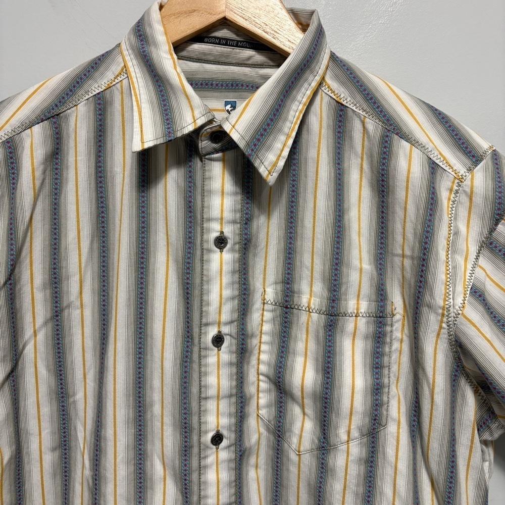 Kuhl Shirt Mens Medium Multi Color Aztec Tribal Geometric Striped Button Up